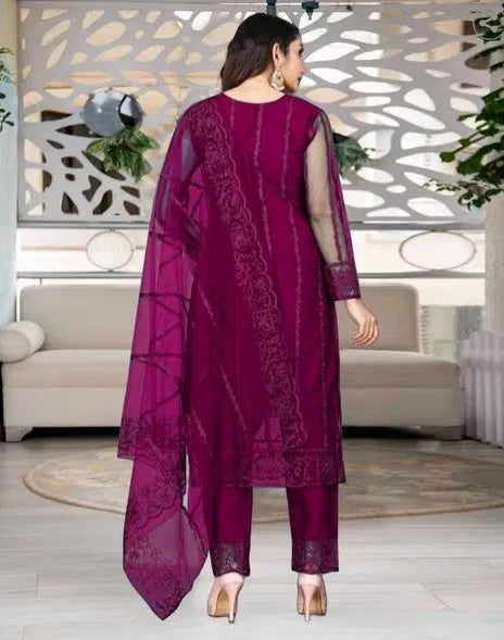 Women Net Kurti Set with Dupatta
